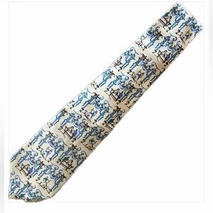 Salvatore Ferragamo Yellow Tie with Blue, Green and Brown Motif